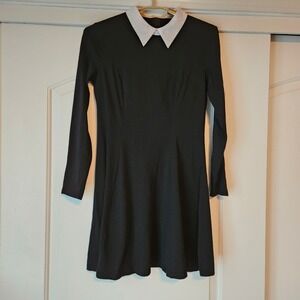 GUBERRY Dress Womens Medium Black Long Sleeve Wednesday Addams Peter Pan Collar